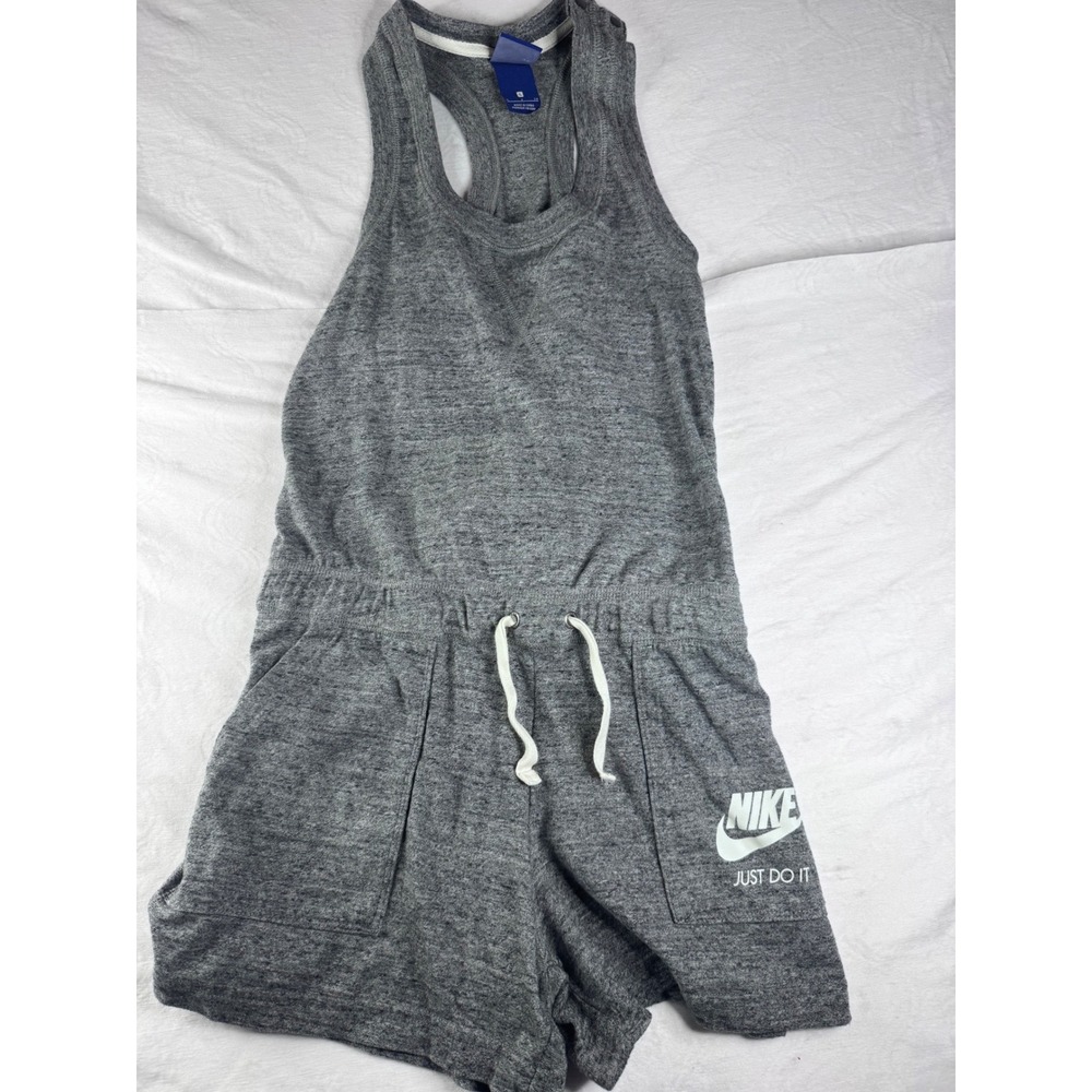 Nike Racerback Romper Womens S Gray Excellent Heathered Drawstring Sporty